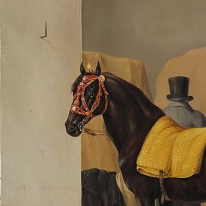 Adriaan van der Hoop’s Trotter ‘De Rot’ at the Coach House, oil on canvas, Anthony Oberman