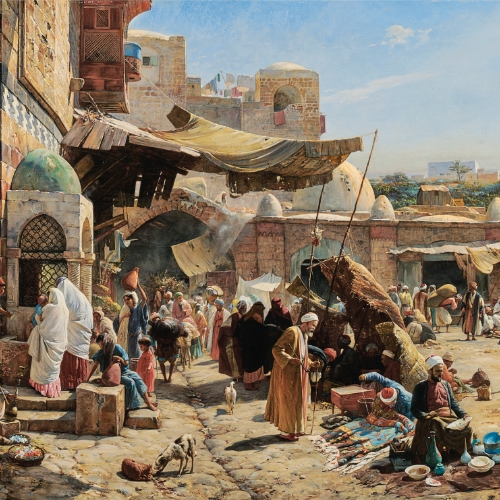 Market in Jaffa by Gustav Bauernfeind painitng